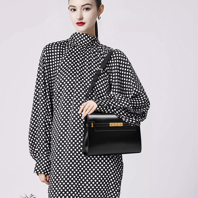 Croc-Effect Leather Shoulder Bag