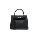 Ostrich-Effect Leather Crossbody Bag