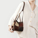 Colorblock Leather Shoulder Bag