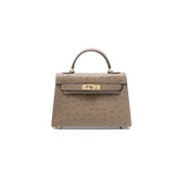 Ostrich-Effect Leather Crossbody Bag
