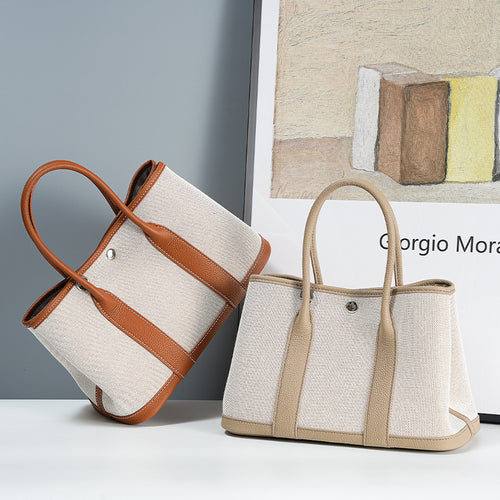Colorblock Canvas & Leather Tote