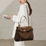 Matte Leather Shoulder Tote