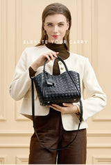 Woven Leather Work Tote