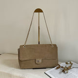 Quilted Suede Chain Hobo Bag