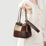 Colorblock Leather Shoulder Bag