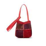 Colorblock Leather Shoulder Bag