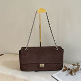 Quilted Suede Chain Hobo Bag