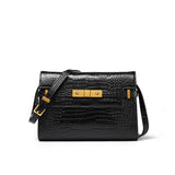 Croc-Effect Leather Shoulder Bag
