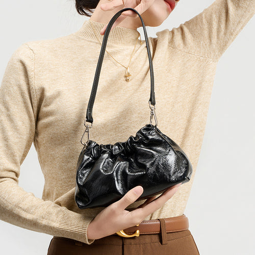 Pleated Leather Chain Bag