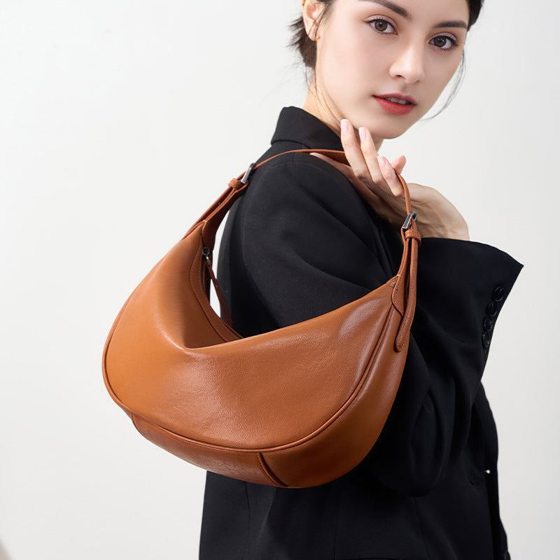 Crescent Leather Hobo Bag