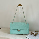 Quilted Suede Chain Hobo Bag