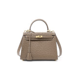 Ostrich-Effect Leather Crossbody Bag