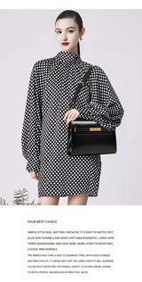 Croc-Effect Leather Shoulder Bag