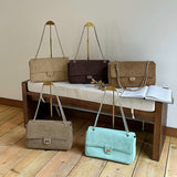 Quilted Suede Chain Hobo Bag