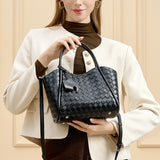 Woven Leather Work Tote