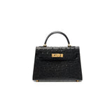 Ostrich-Effect Leather Crossbody Bag