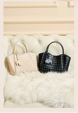 Woven Leather Work Tote
