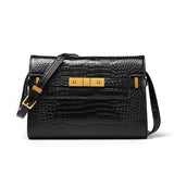 Croc-Effect Leather Shoulder Bag
