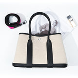 Colorblock Canvas & Leather Tote