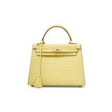 Ostrich-Effect Leather Crossbody Bag