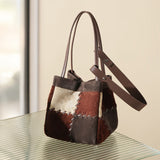 Colorblock Leather Shoulder Bag